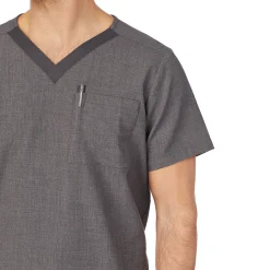 Outlet Mens Scrub V-Neck Top with Chest Pocket Scrubs|Mens Scrubs