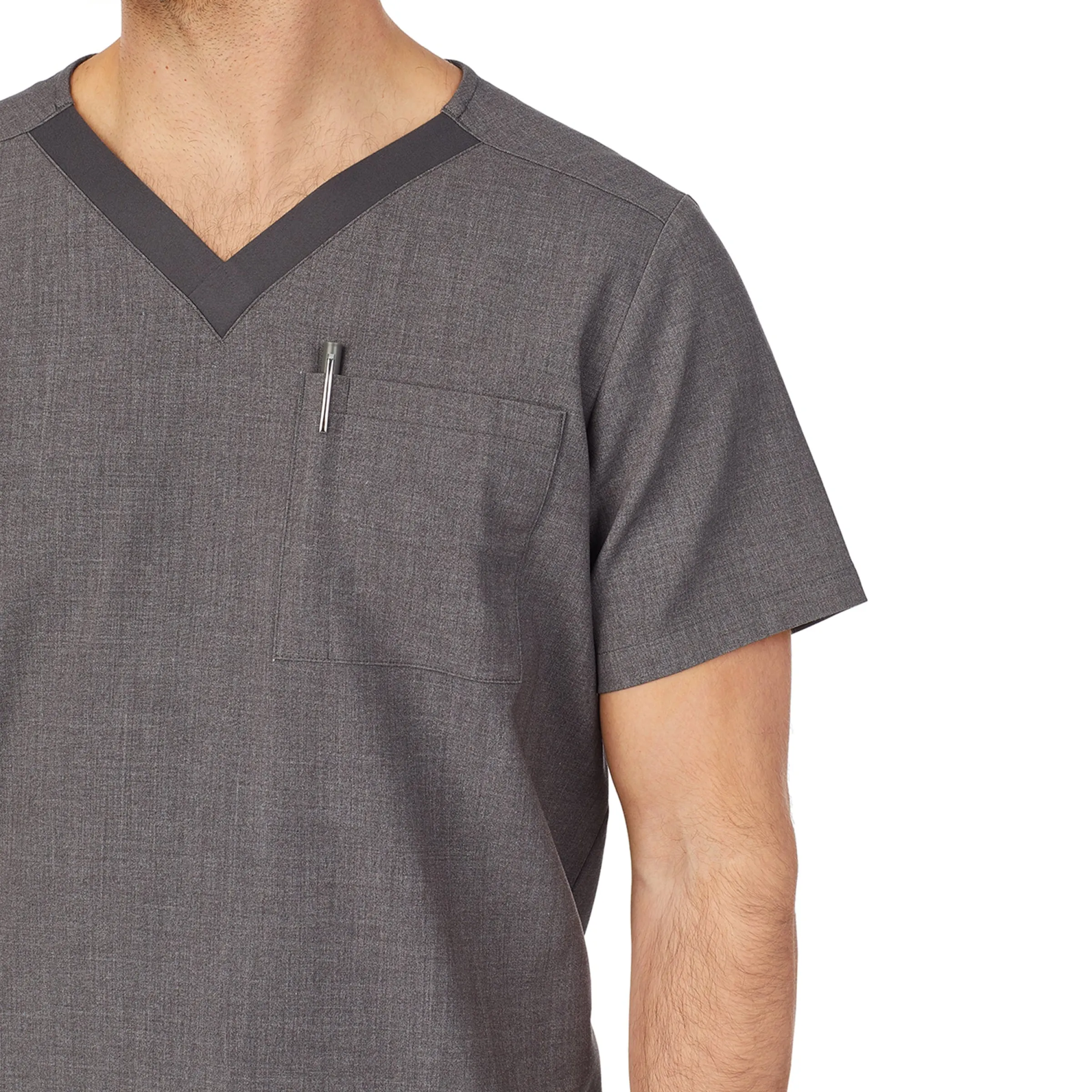 Outlet Mens Scrub V-Neck Top with Chest Pocket Scrubs|Mens Scrubs