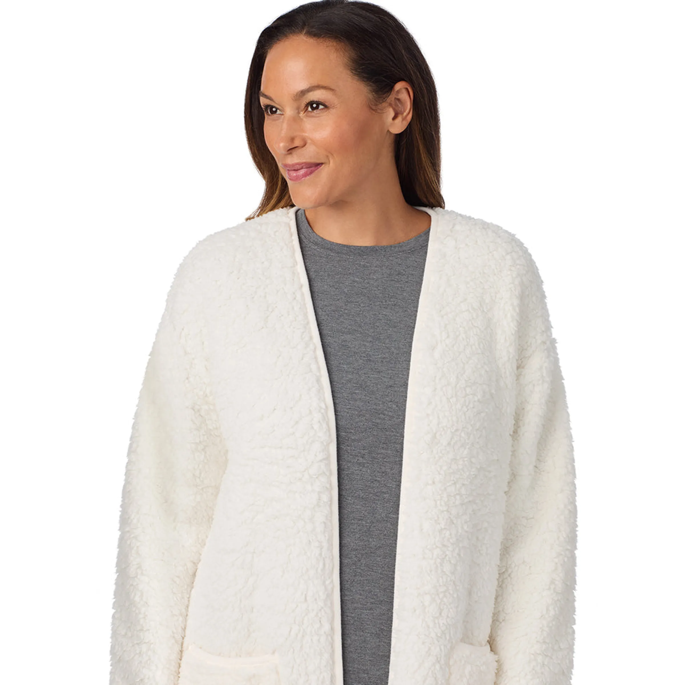 New Midi Sherpa Cardi Women Sleepwear|Long Sleeves