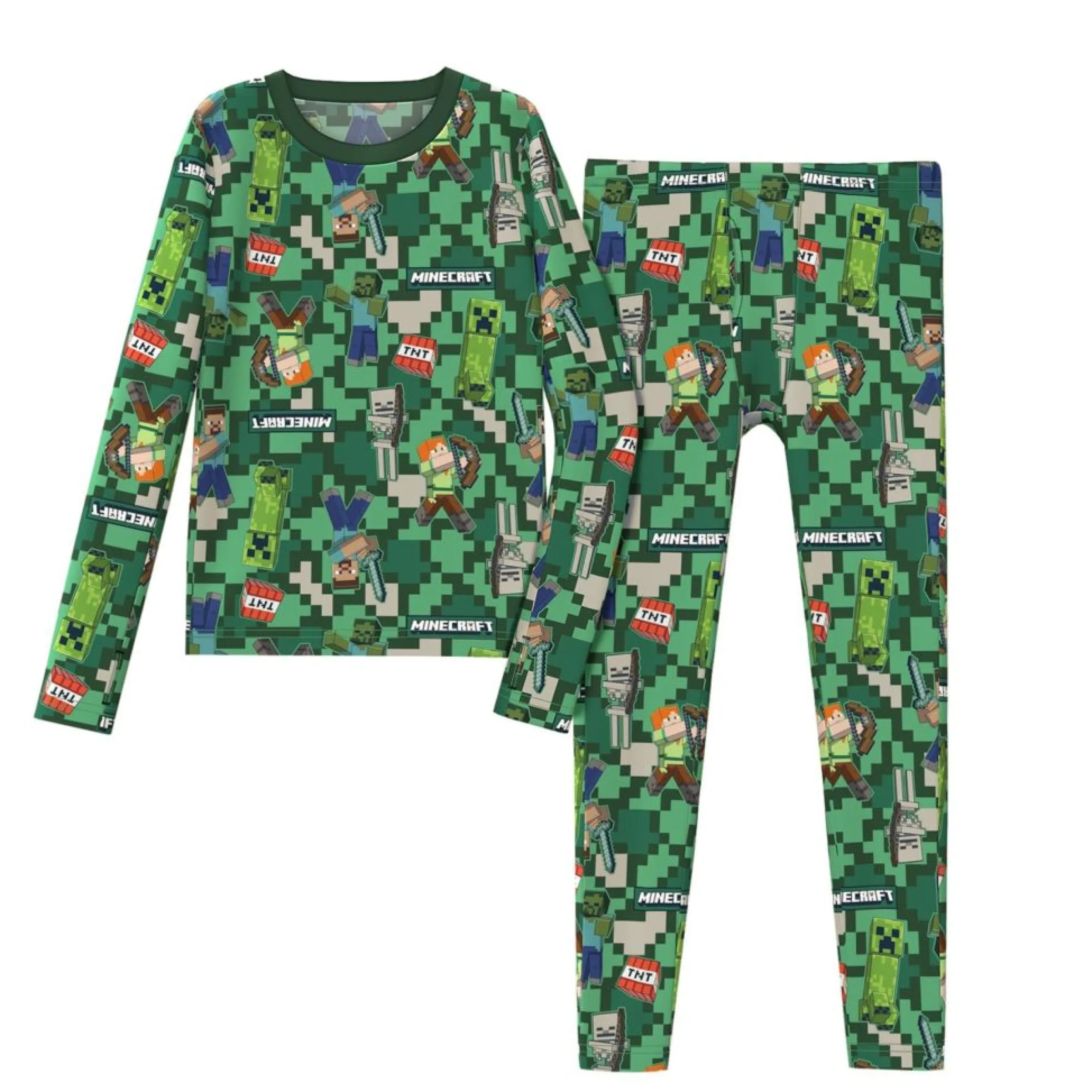 Discount Minecraft Boys Stretch Poly 2 pc. Long Sleeve Crew & Pant Set Kids/BOY Licensed Characters|Boys Sets