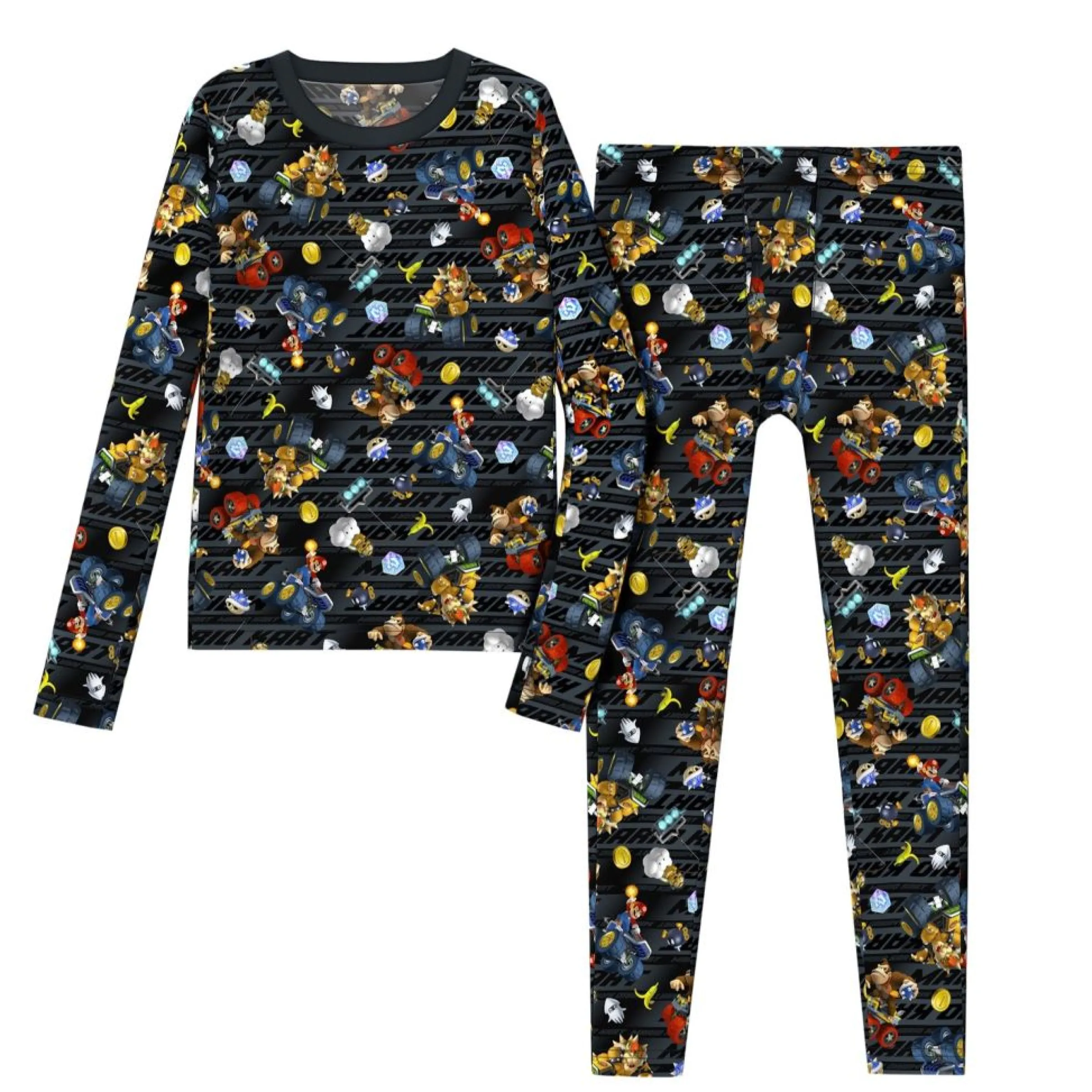 New Nintendo's Mario Kart Stretch Poly 2 pc. Long Sleeve Crew & Pant Set Kids/BOY Licensed Characters|Boys Sets