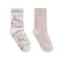 Best Reindeer Birdseye/Twist Rib Crew Sock 2 Pack Women Socks|Women's Accessories