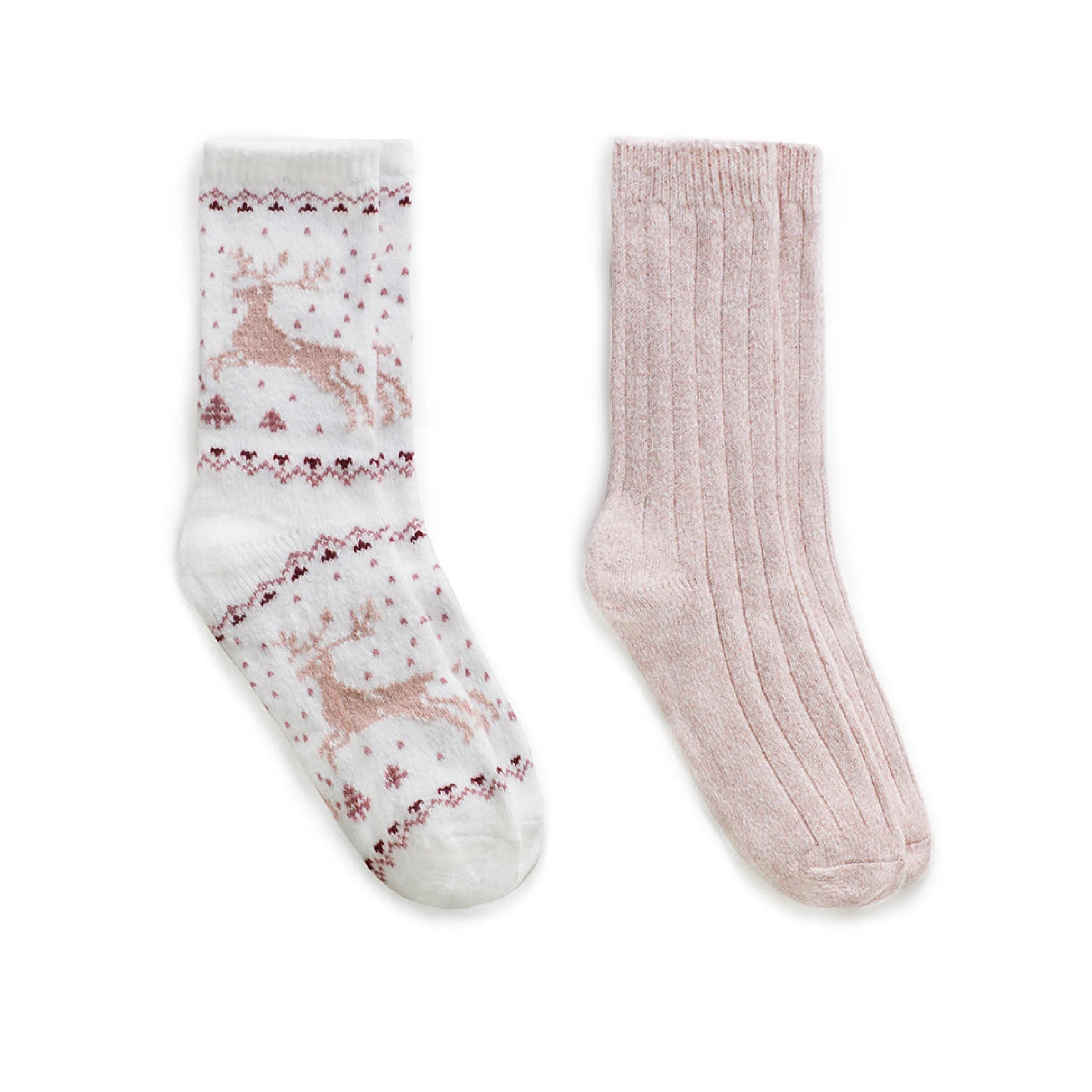 Best Reindeer Birdseye/Twist Rib Crew Sock 2 Pack Women Socks|Women's Accessories