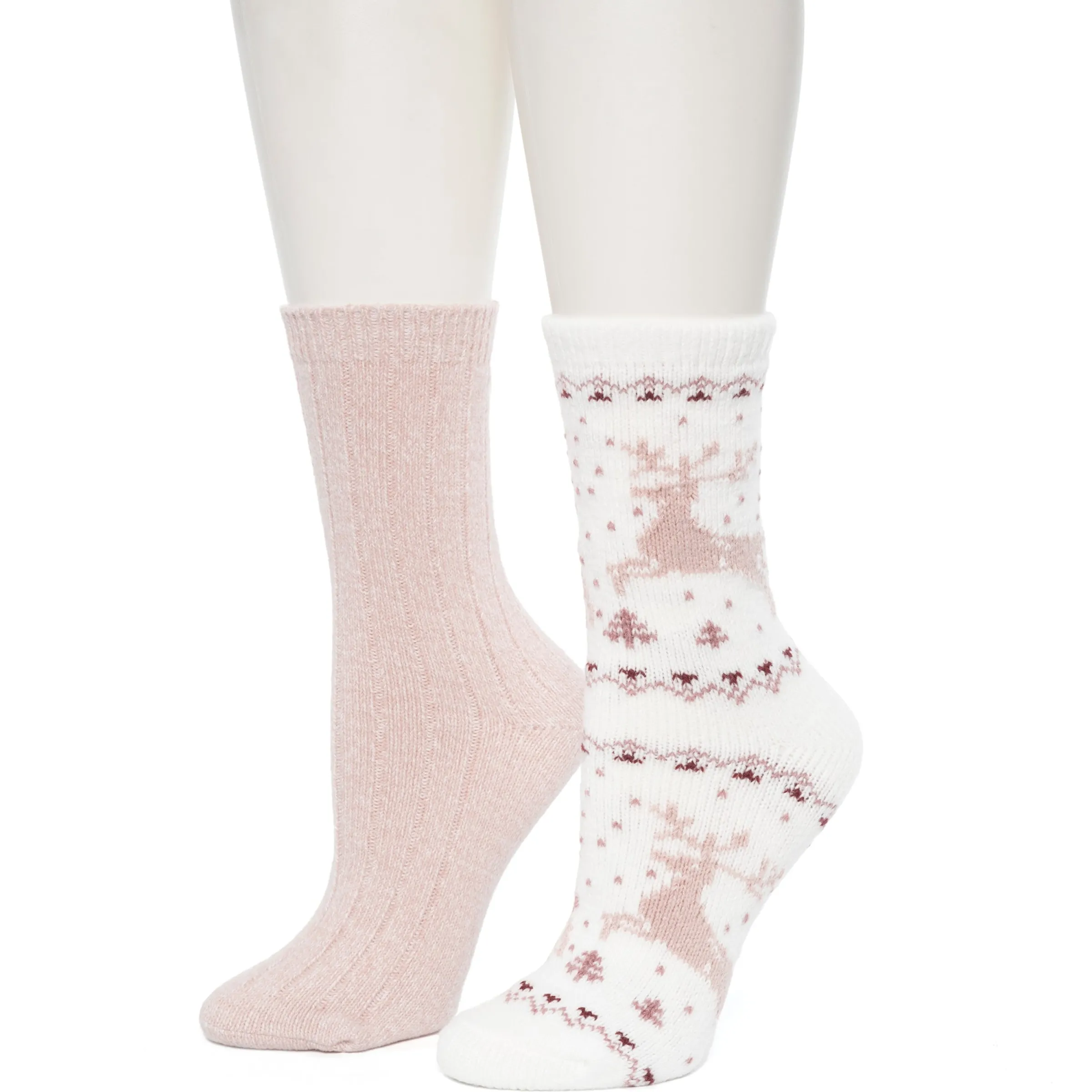 Best Reindeer Birdseye/Twist Rib Crew Sock 2 Pack Women Socks|Women's Accessories