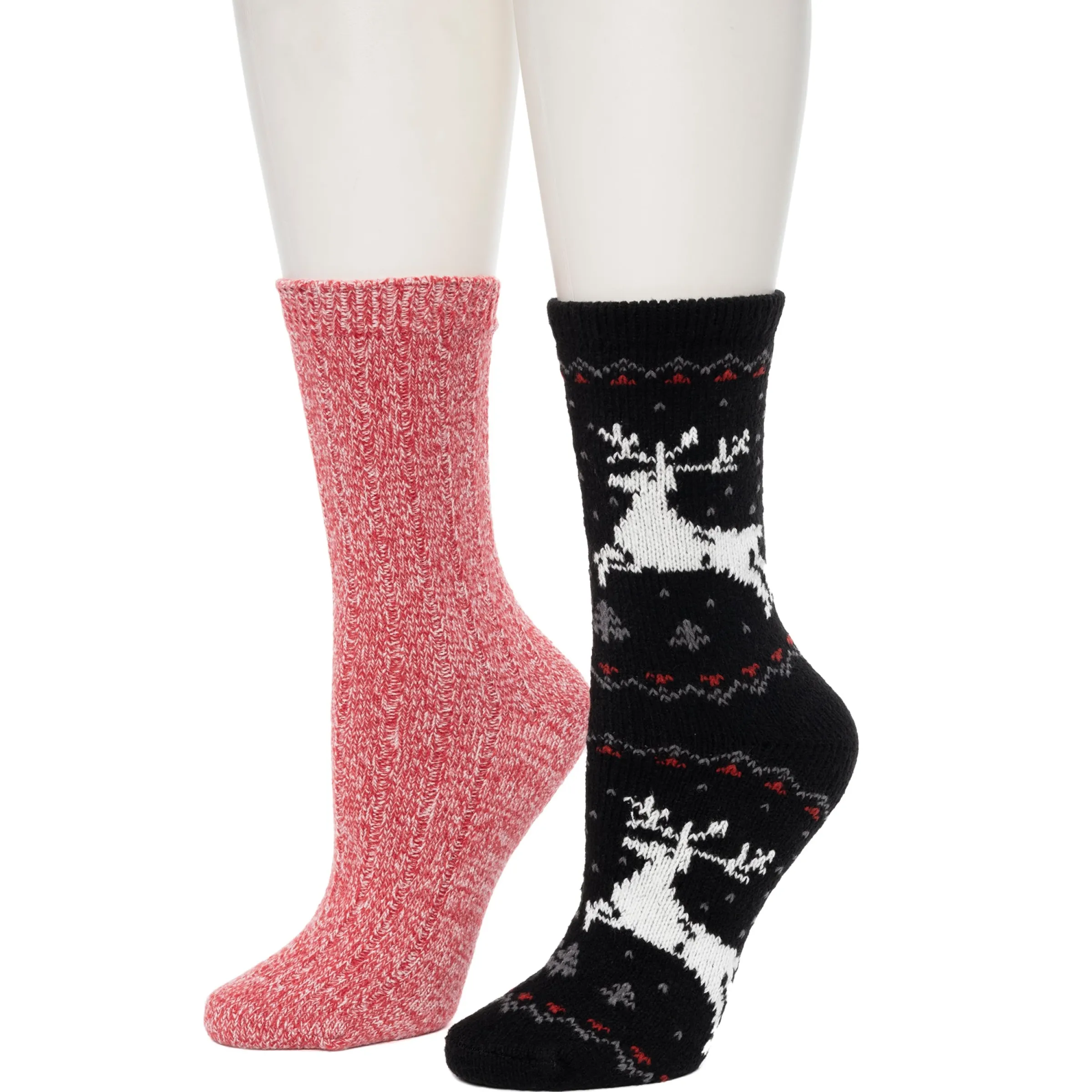 Best Reindeer Birdseye/Twist Rib Crew Sock 2 Pack Women Socks|Women's Accessories