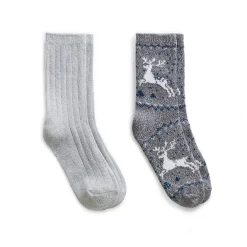 Best Reindeer Birdseye/Twist Rib Crew Sock 2 Pack Women Socks|Women's Accessories