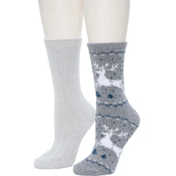 Best Reindeer Birdseye/Twist Rib Crew Sock 2 Pack Women Socks|Women's Accessories