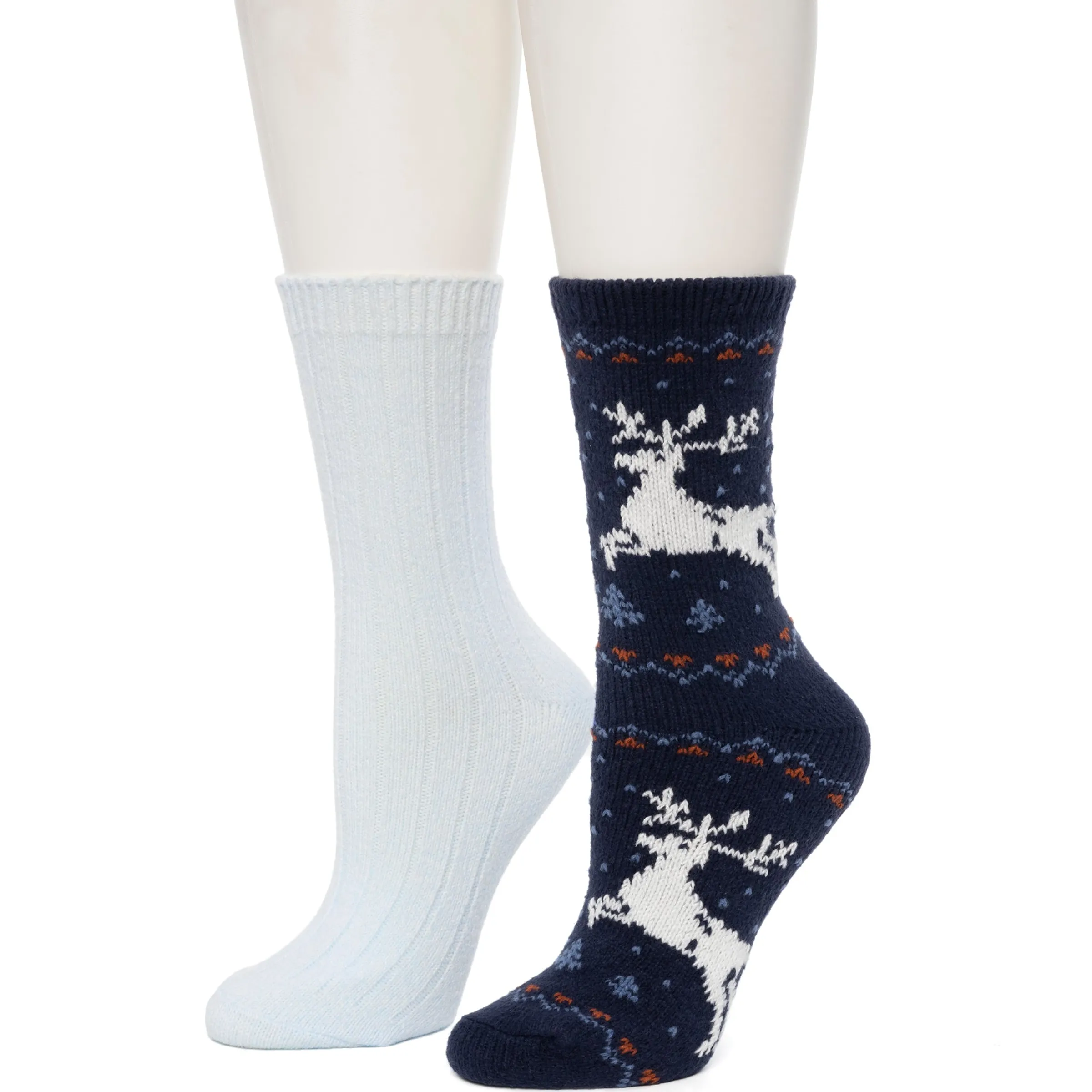 Best Reindeer Birdseye/Twist Rib Crew Sock 2 Pack Women Socks|Women's Accessories