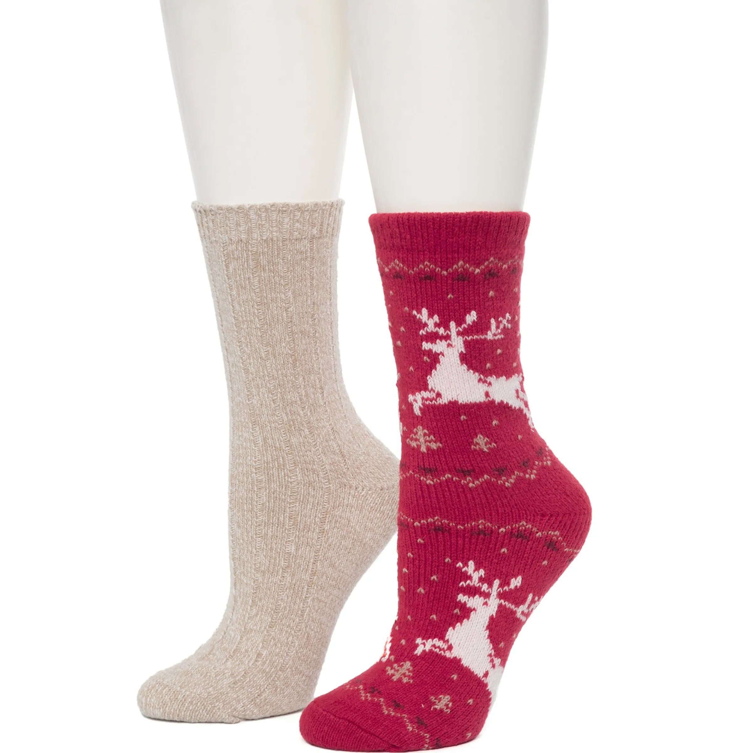 Best Reindeer Birdseye/Twist Rib Crew Sock 2 Pack Women Socks|Women's Accessories