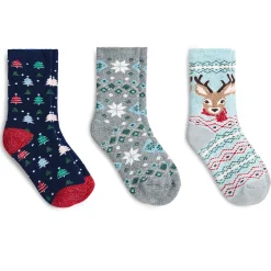 Best Reindeer Brushed Lounge Sock 3 Pack Women Socks|Women's Accessories