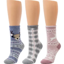 Best Reindeer Brushed Lounge Sock 3 Pack Women Socks|Women's Accessories