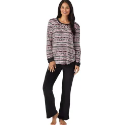 Discount Silky Velour Long Sleeve Pullover with Boot Cut Pant 2-Pc Pajama Set Women Sleepwear|Long Sleeves