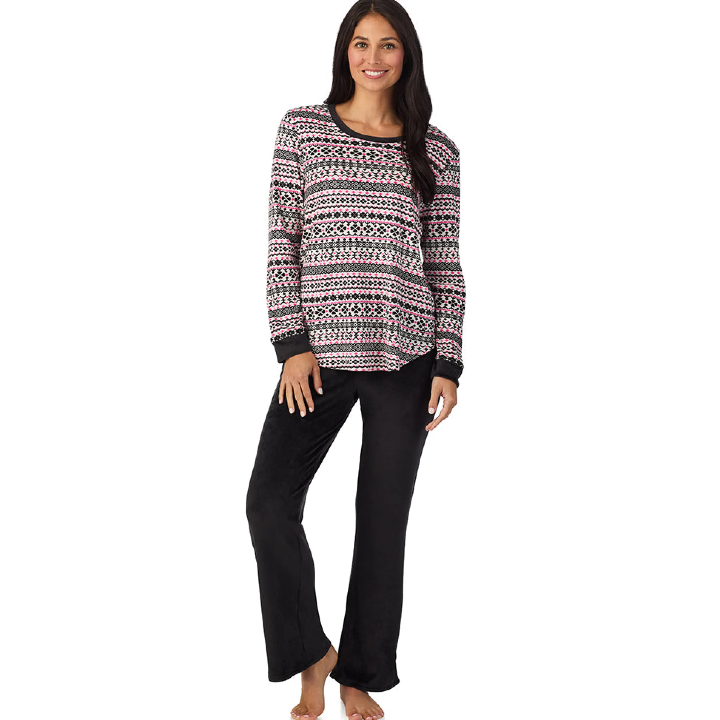 Discount Silky Velour Long Sleeve Pullover with Boot Cut Pant 2-Pc Pajama Set Women Sleepwear|Long Sleeves