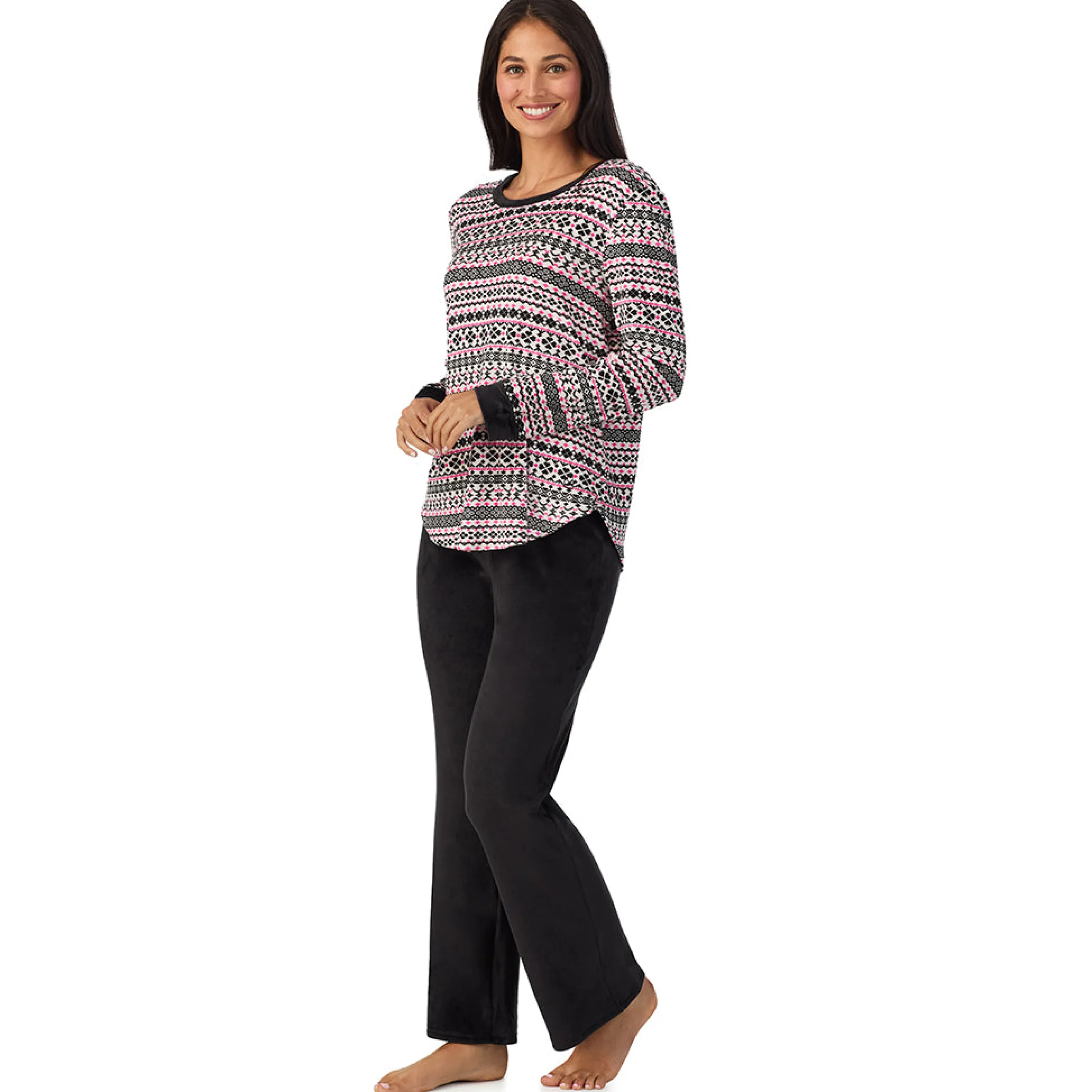 Discount Silky Velour Long Sleeve Pullover with Boot Cut Pant 2-Pc Pajama Set Women Sleepwear|Long Sleeves