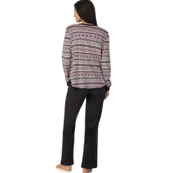 Discount Silky Velour Long Sleeve Pullover with Boot Cut Pant 2-Pc Pajama Set Women Sleepwear|Long Sleeves