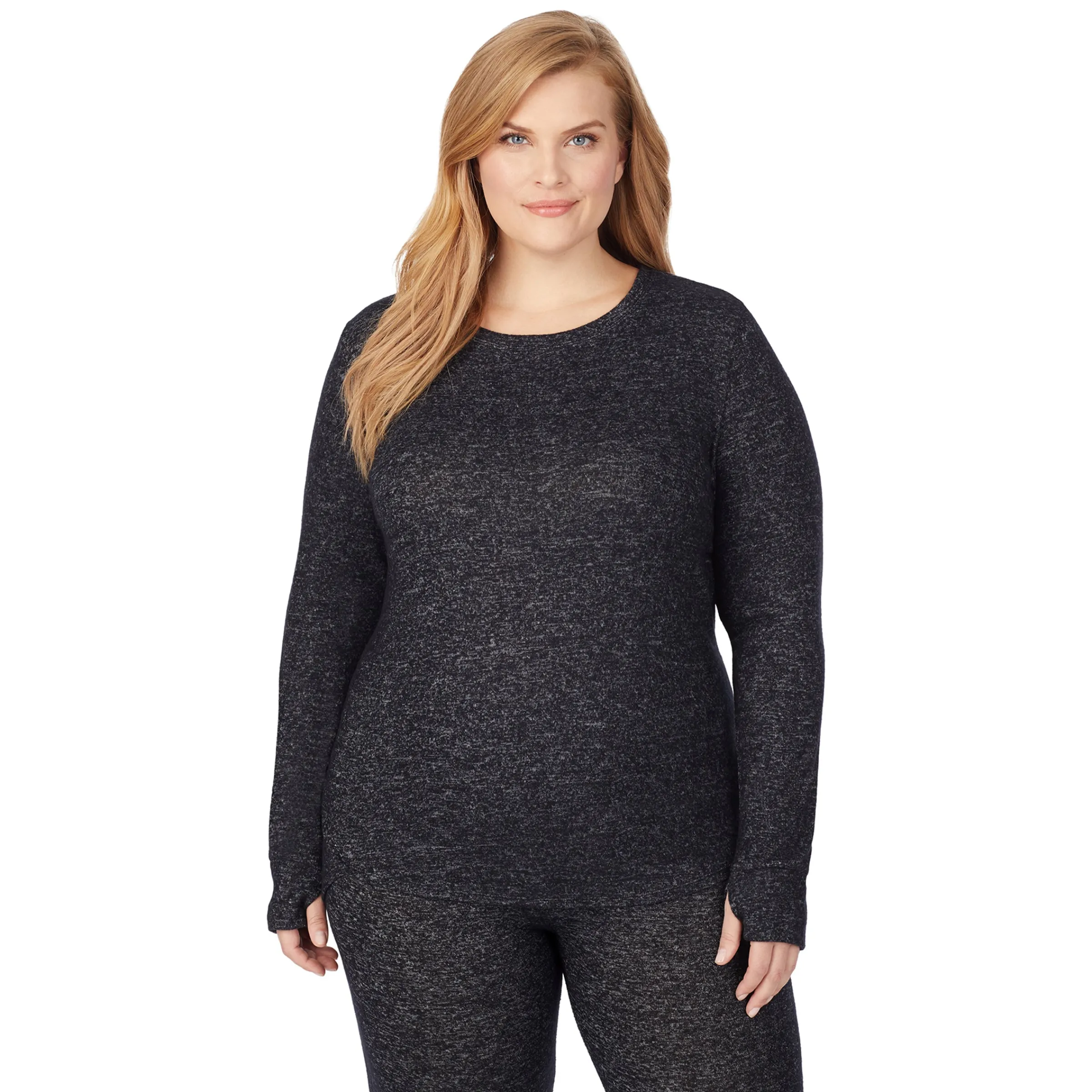 Clearance SoftKnit Long Sleeve Crew PLUS Women Long Sleeves|Plus Size