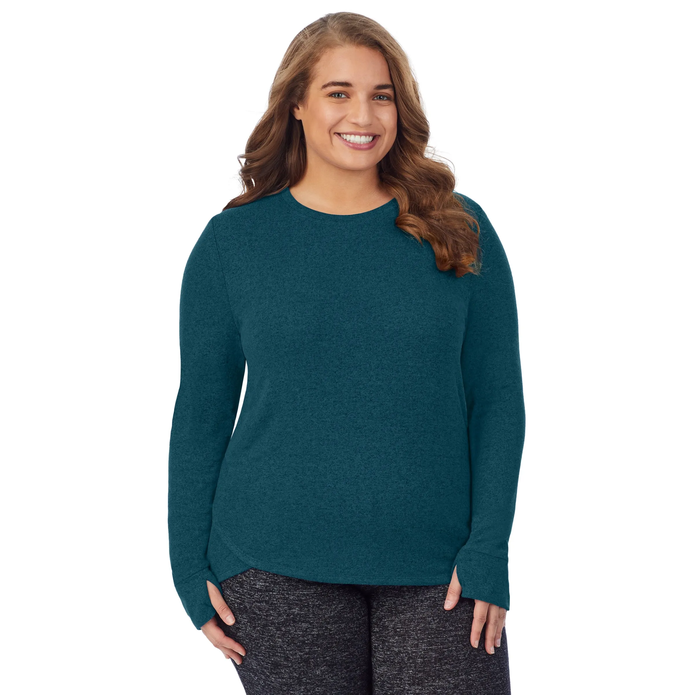 Clearance SoftKnit Long Sleeve Crew PLUS Women Long Sleeves|Plus Size