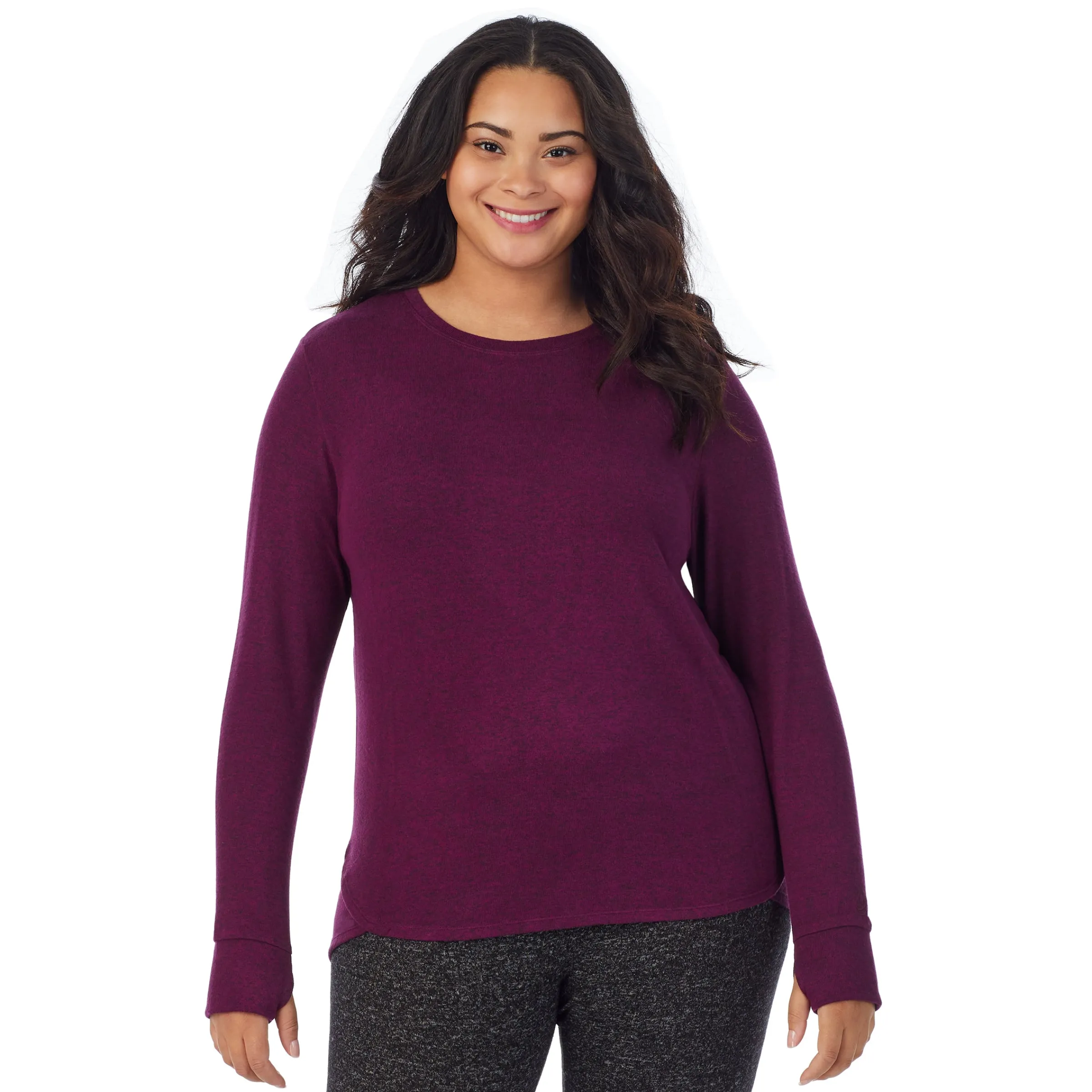 Clearance SoftKnit Long Sleeve Crew PLUS Women Long Sleeves|Plus Size