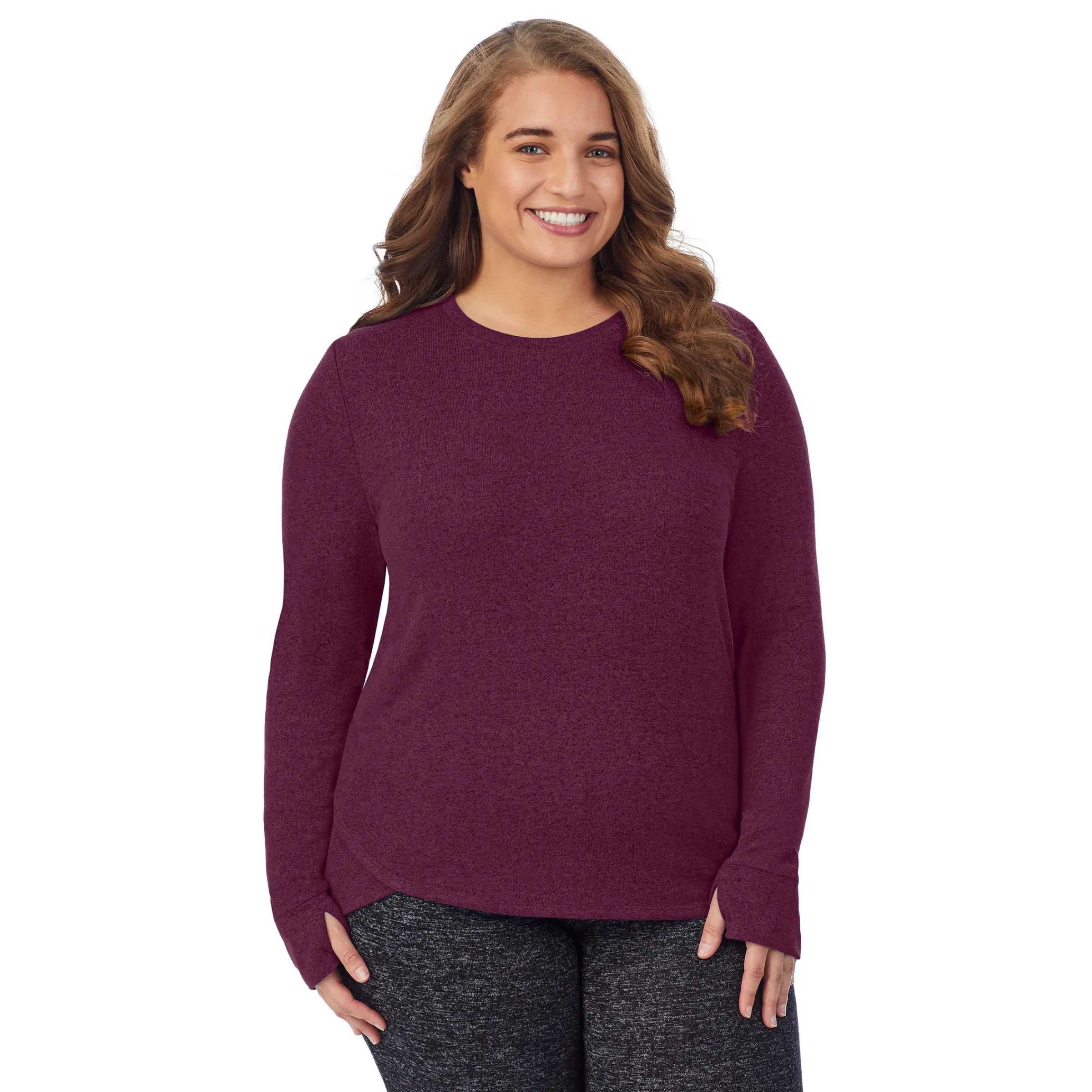 Clearance SoftKnit Long Sleeve Crew PLUS Women Long Sleeves|Plus Size