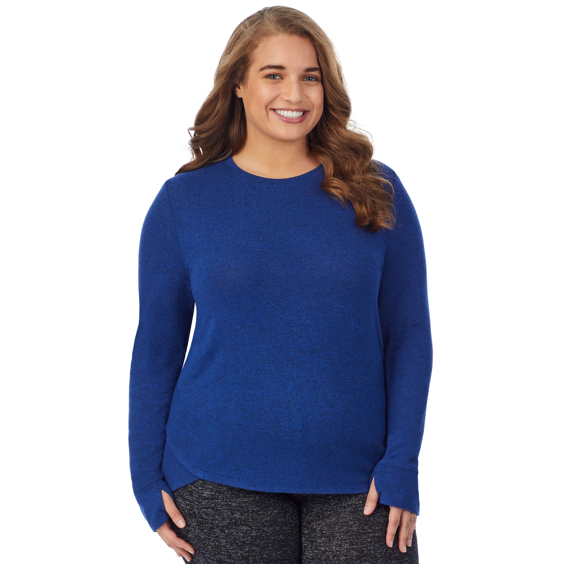 Clearance SoftKnit Long Sleeve Crew PLUS Women Long Sleeves|Plus Size