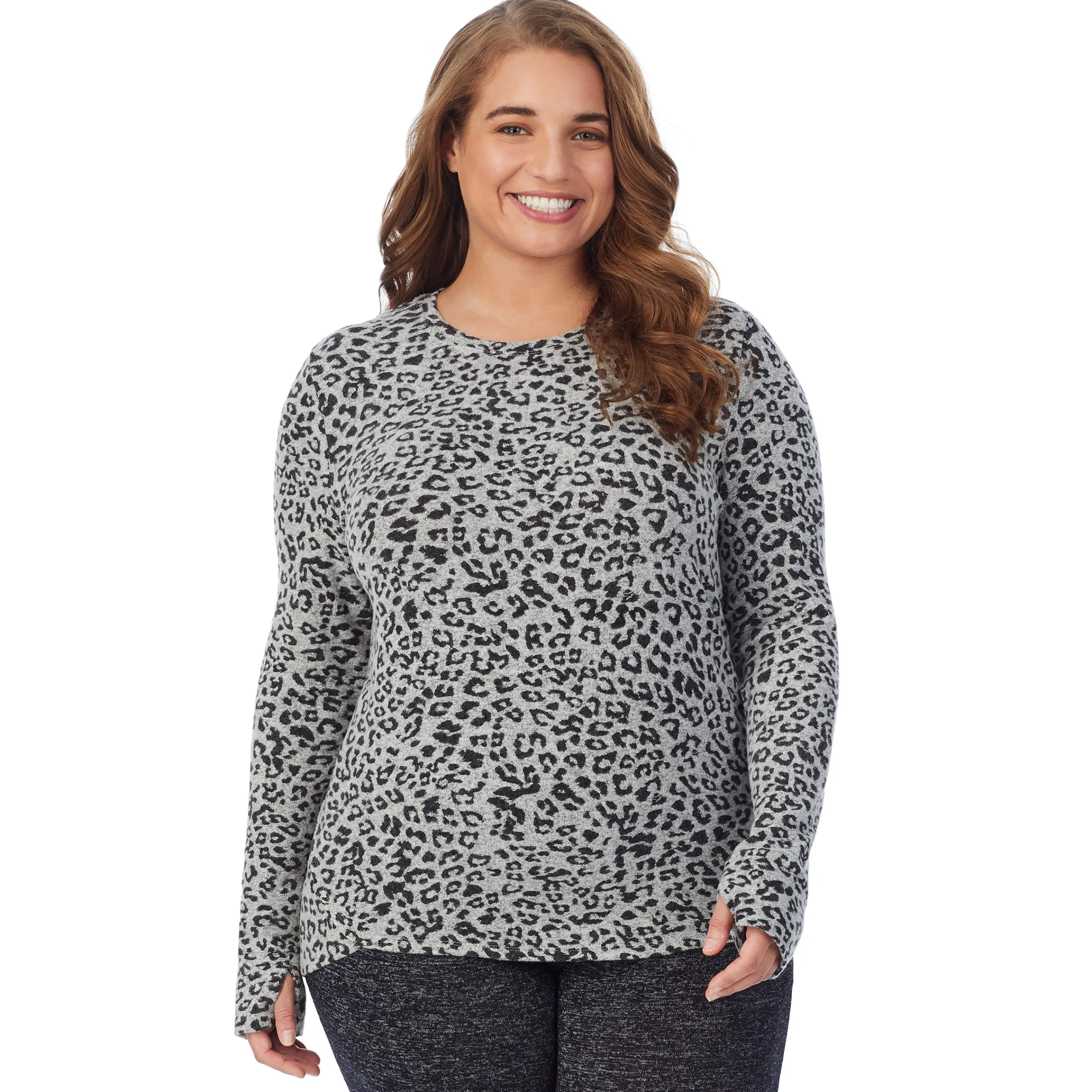 Clearance SoftKnit Long Sleeve Crew PLUS Women Long Sleeves|Plus Size