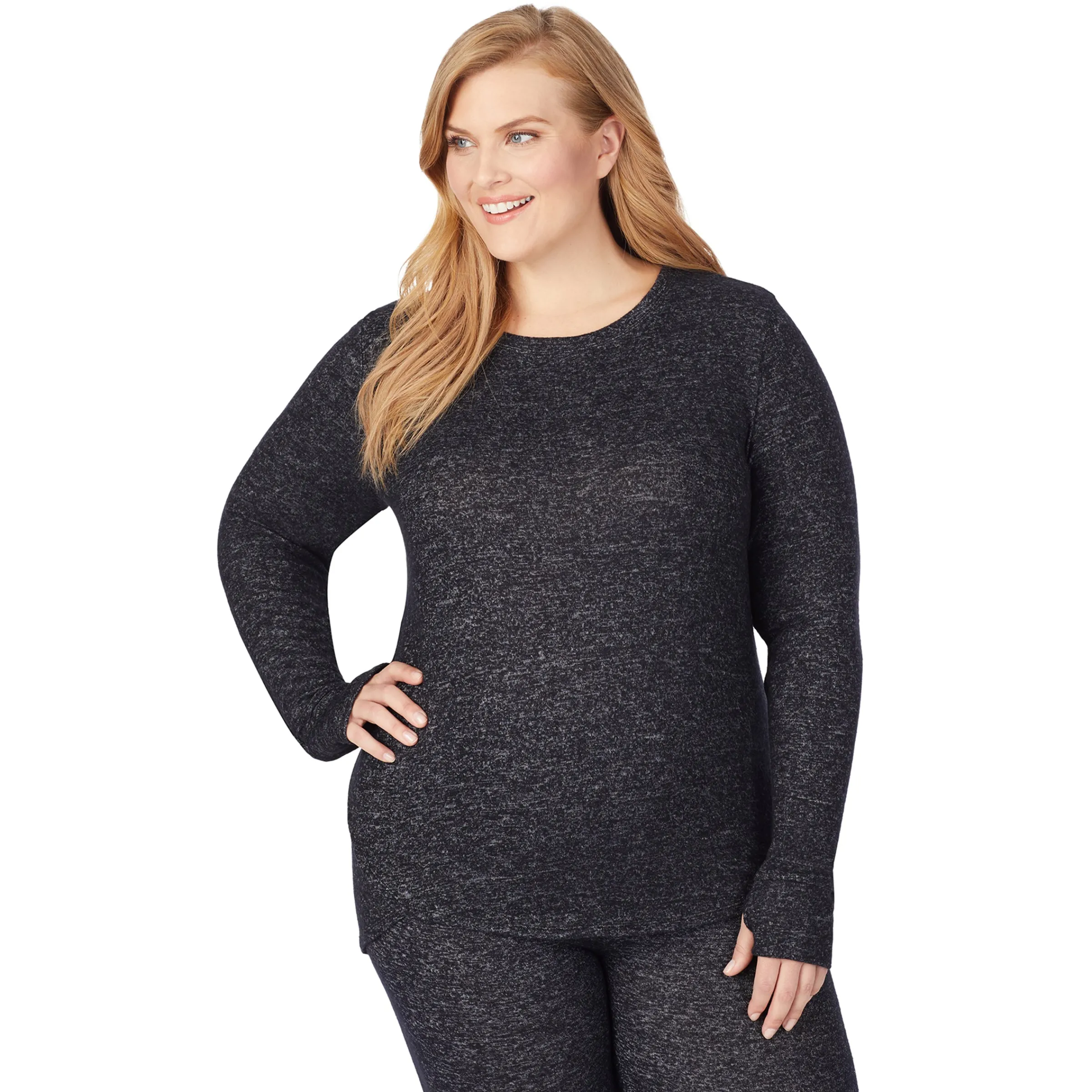 Clearance SoftKnit Long Sleeve Crew PLUS Women Long Sleeves|Plus Size