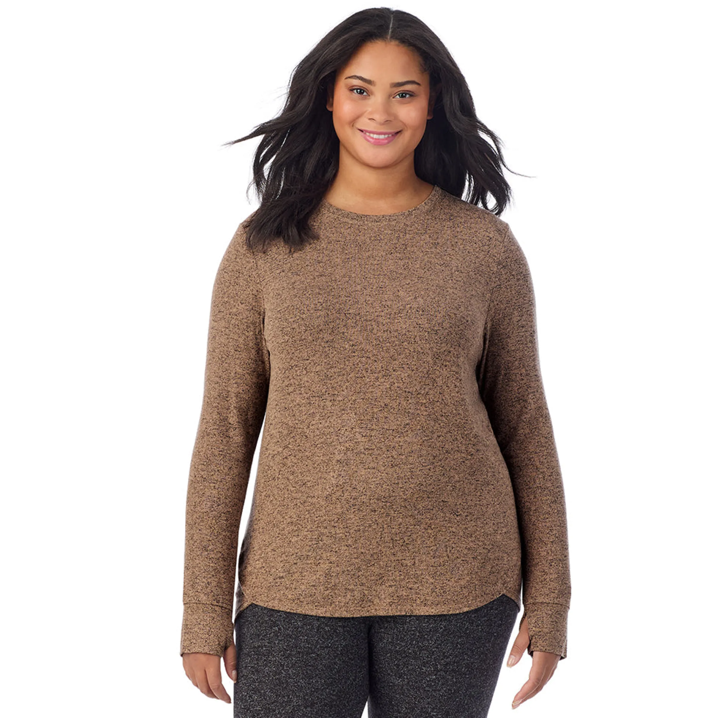 Clearance SoftKnit Long Sleeve Crew PLUS Women Long Sleeves|Plus Size