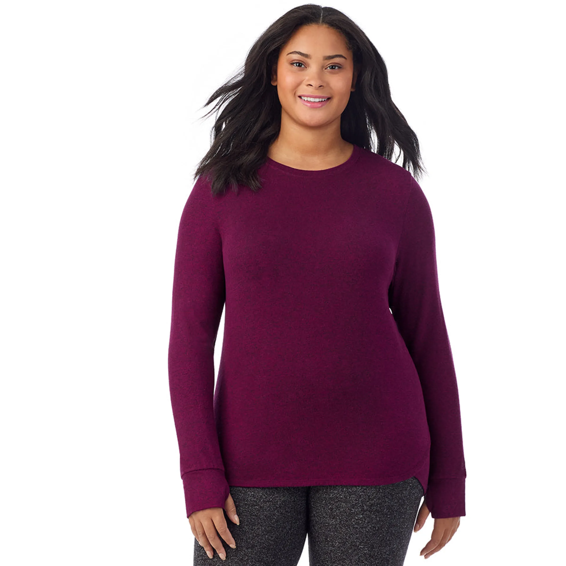 Clearance SoftKnit Long Sleeve Crew PLUS Women Long Sleeves|Plus Size
