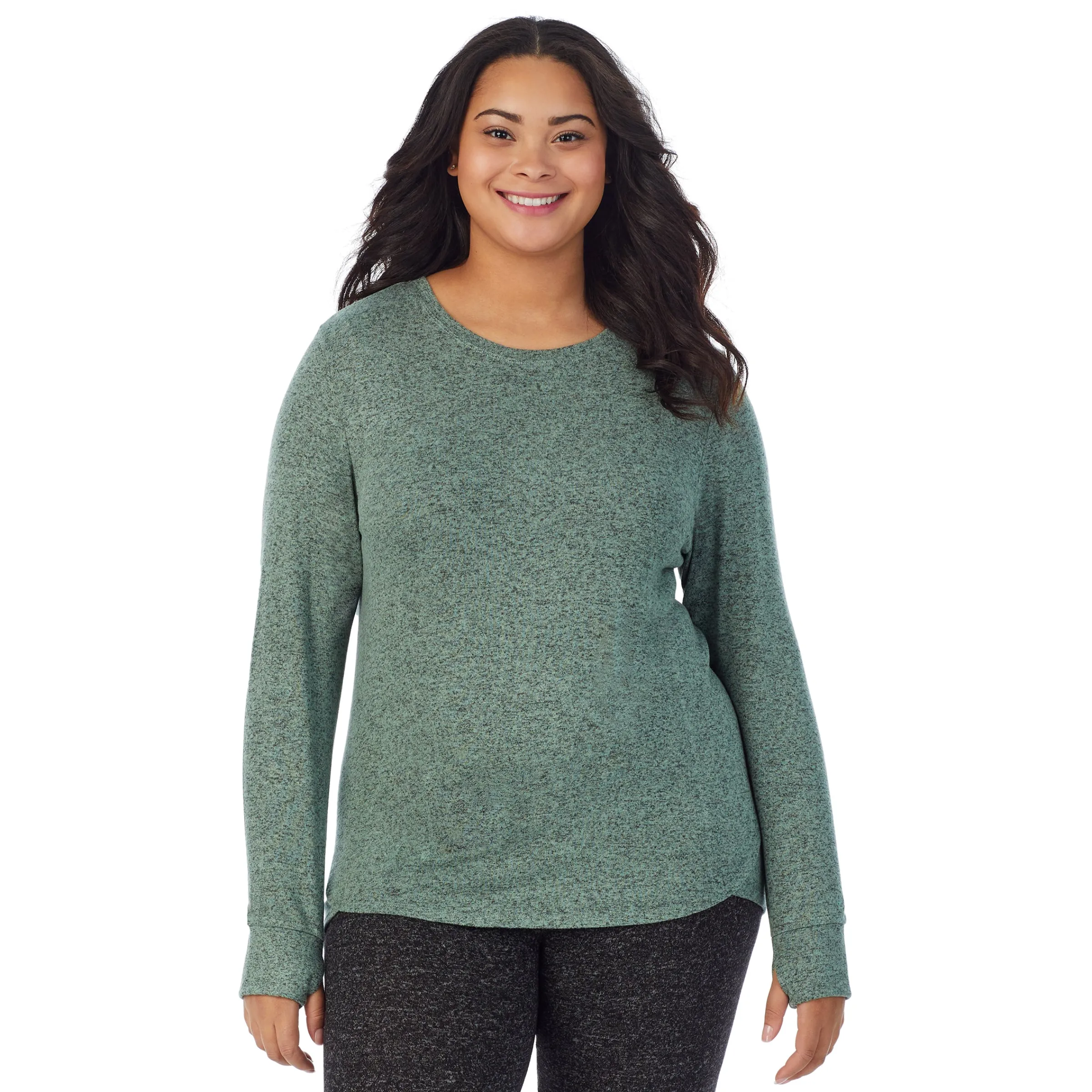 Clearance SoftKnit Long Sleeve Crew PLUS Women Long Sleeves|Plus Size