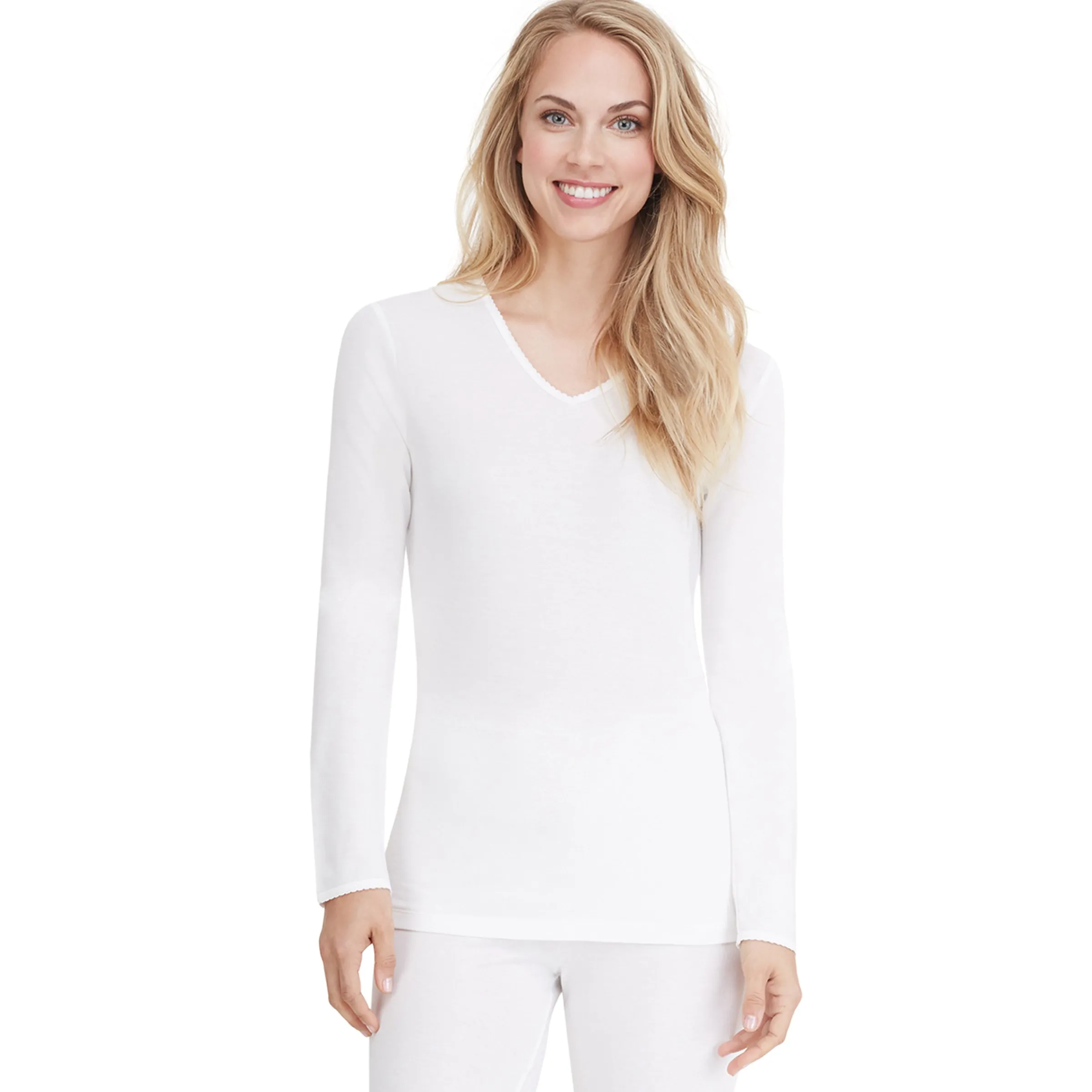Outlet Softwear Lace Edge Long Sleeve V-Neck Women Long Sleeves