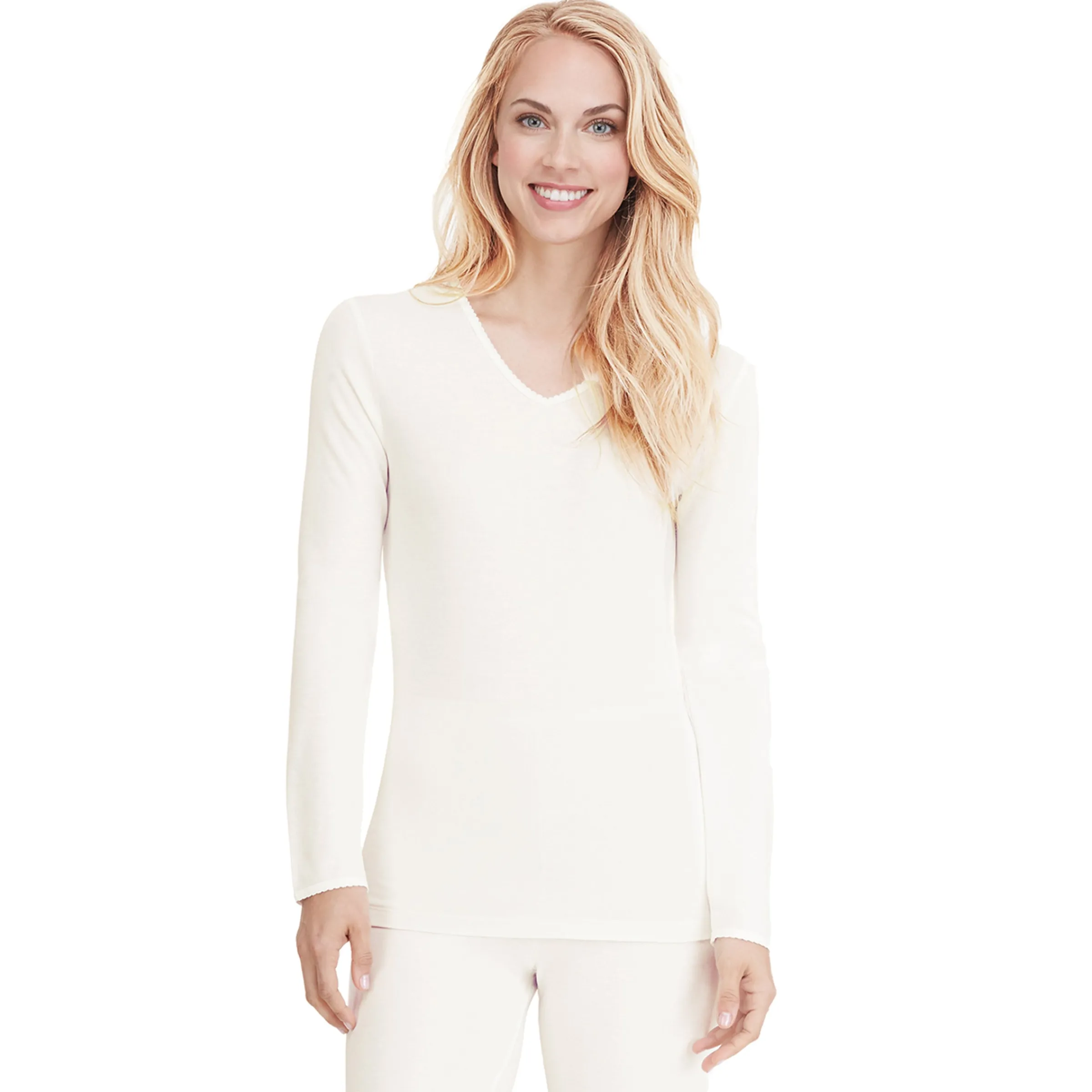 Outlet Softwear Lace Edge Long Sleeve V-Neck Women Long Sleeves