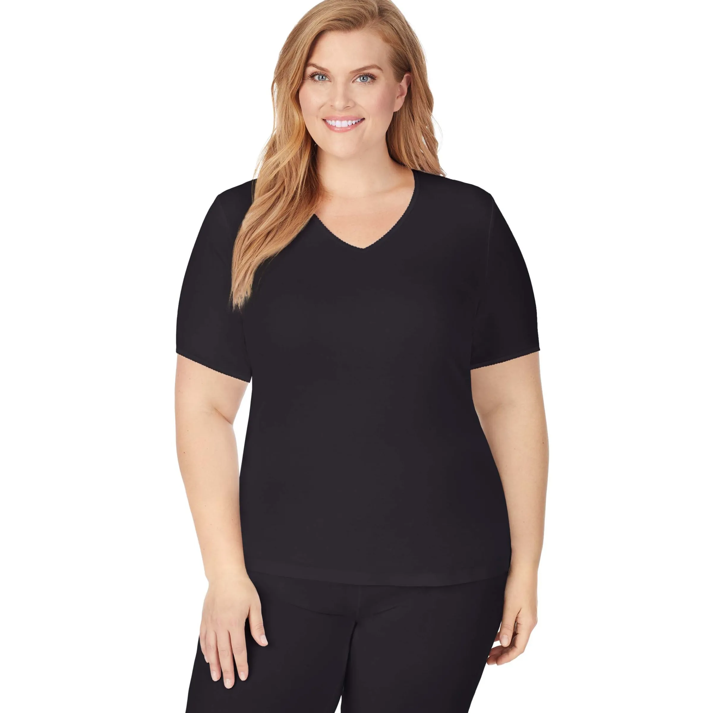 Online Softwear Lace Edge Short Sleeve V-Neck PLUS Women Plus Size|Camis + Tanks + Tees