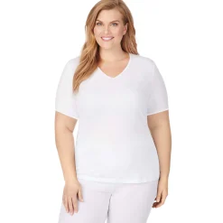 Online Softwear Lace Edge Short Sleeve V-Neck PLUS Women Plus Size|Camis + Tanks + Tees