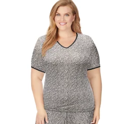 Online Softwear Lace Edge Short Sleeve V-Neck PLUS Women Plus Size|Camis + Tanks + Tees