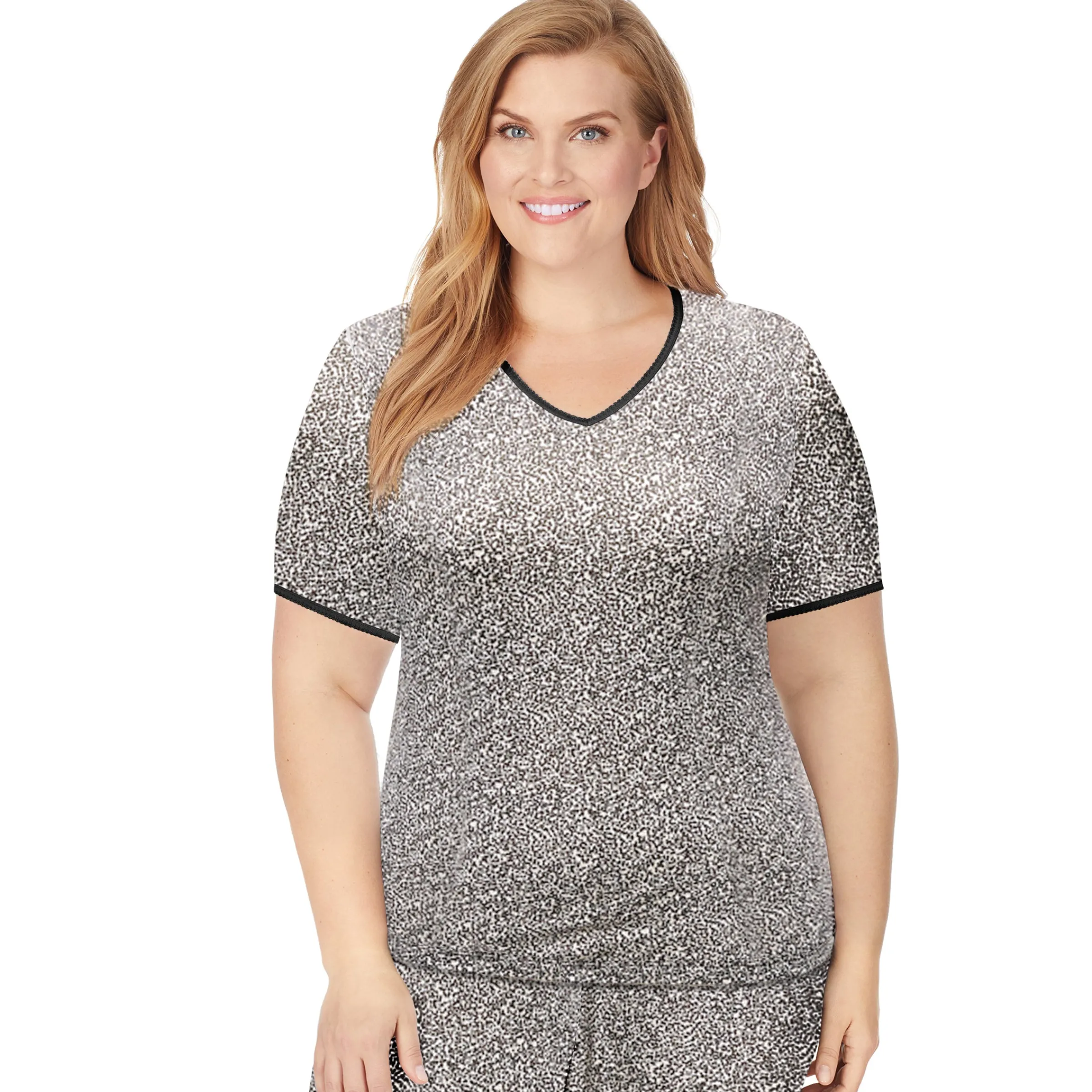 Online Softwear Lace Edge Short Sleeve V-Neck PLUS Women Plus Size|Camis + Tanks + Tees
