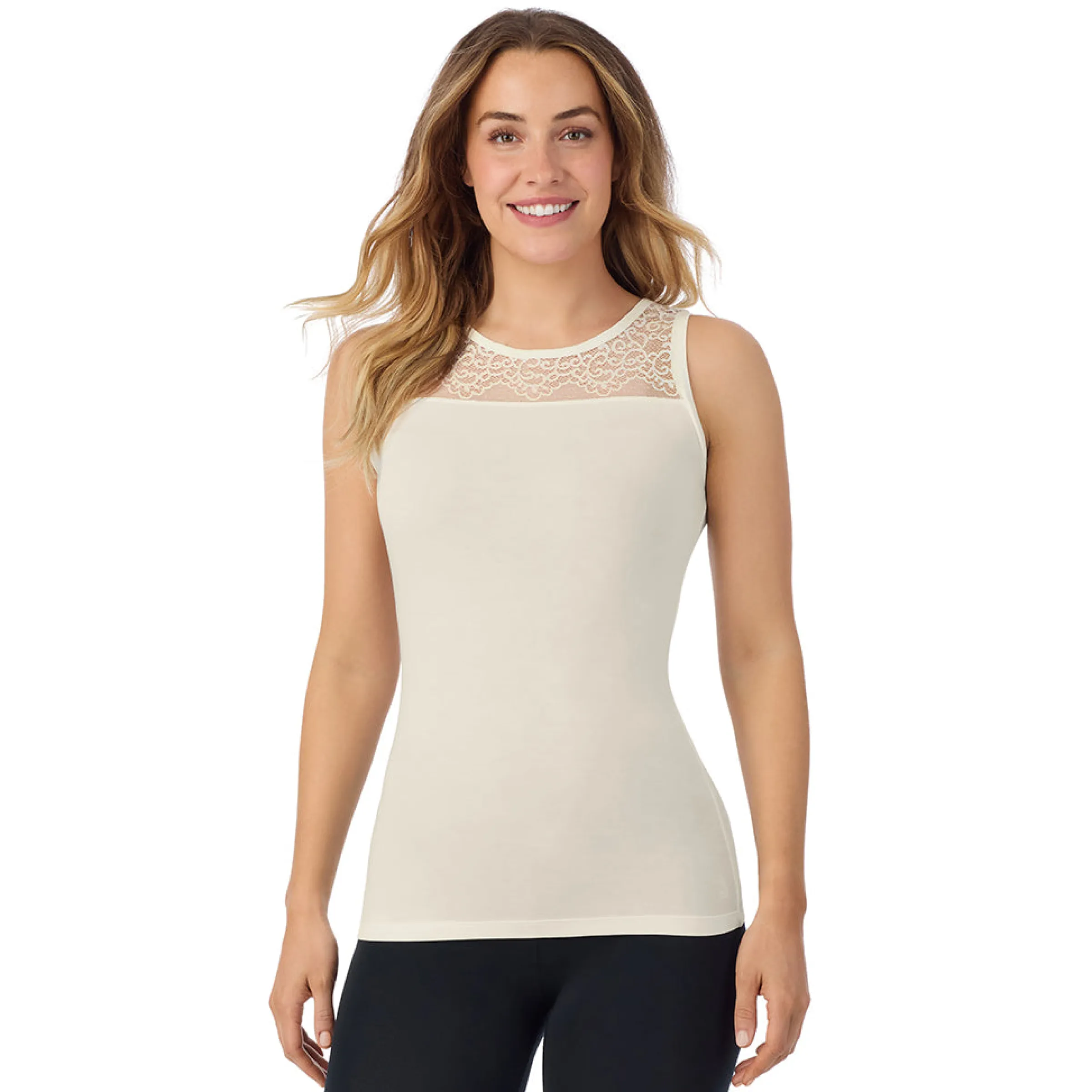Clearance Softwear With Stretch Crew Neck Tank With Lace Women Camis + Tanks + Tees