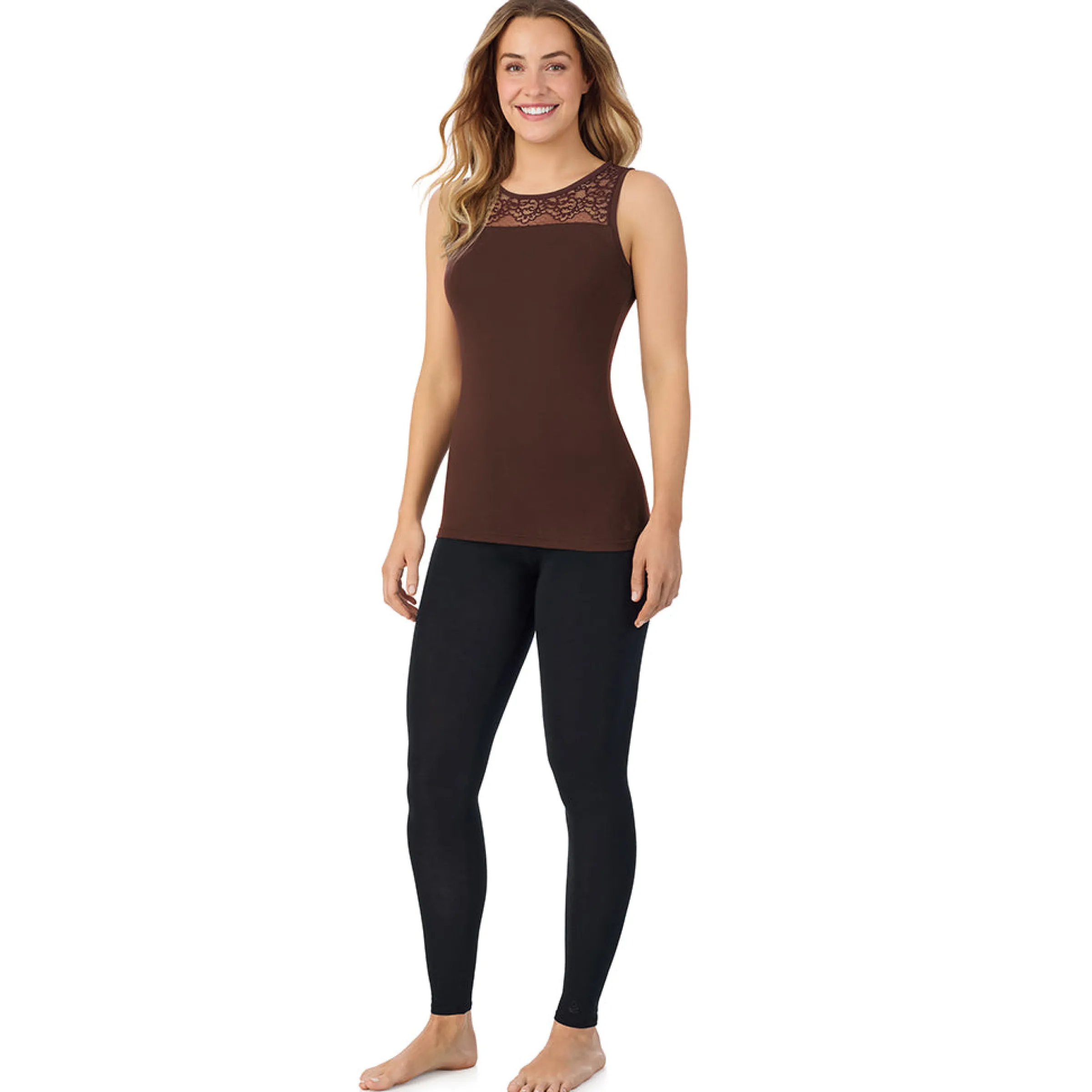 Clearance Softwear With Stretch Crew Neck Tank With Lace Women Camis + Tanks + Tees