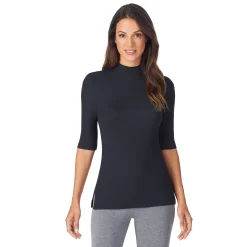 Softwear With Stretch Elbow Sleeve Mock Neck Women Camis + Tanks + Tees
