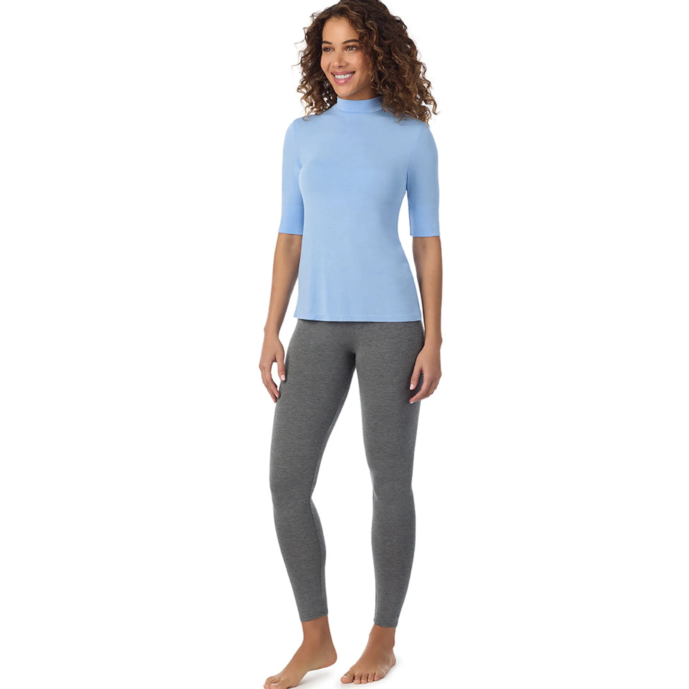Softwear With Stretch Elbow Sleeve Mock Neck Women Camis + Tanks + Tees