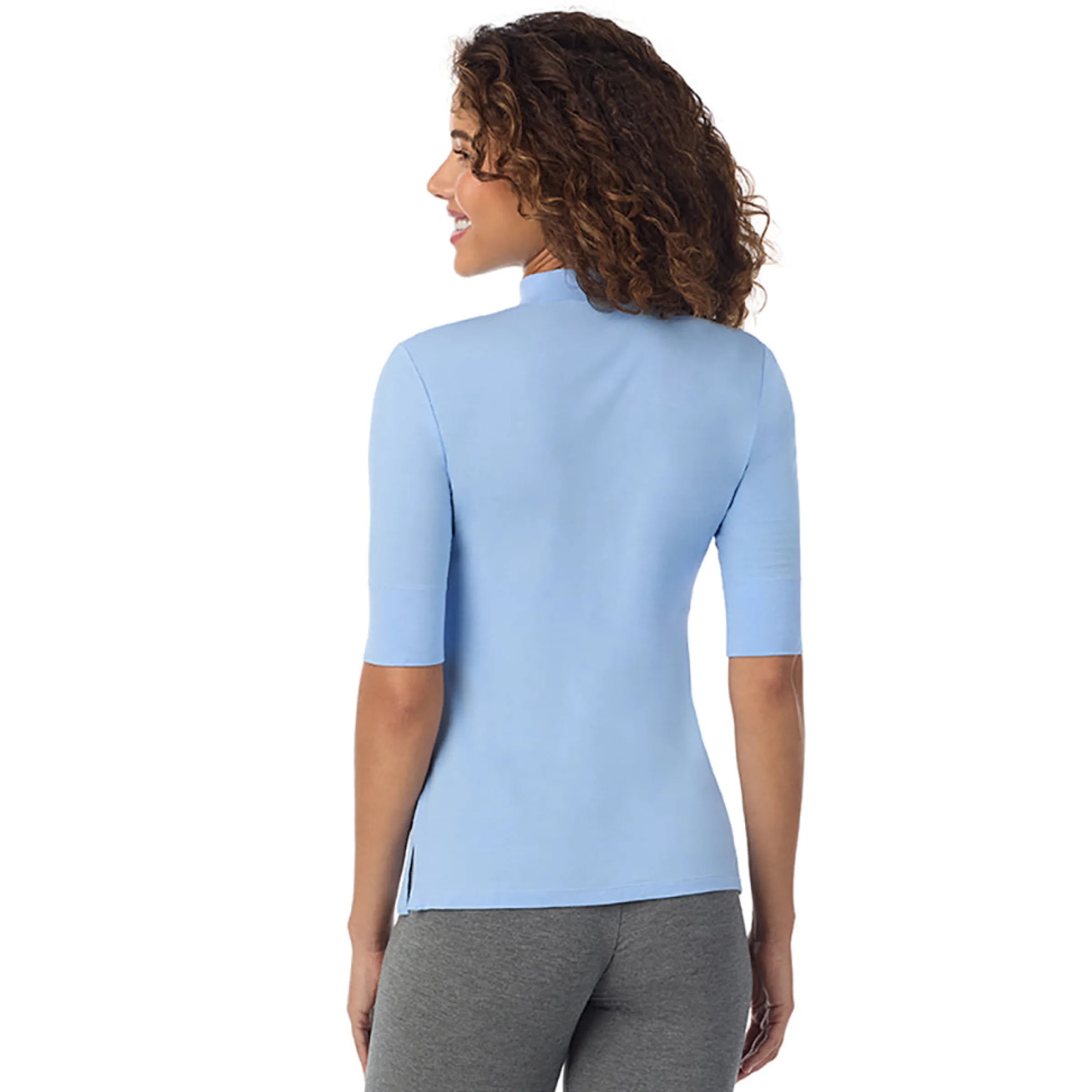Softwear With Stretch Elbow Sleeve Mock Neck Women Camis + Tanks + Tees