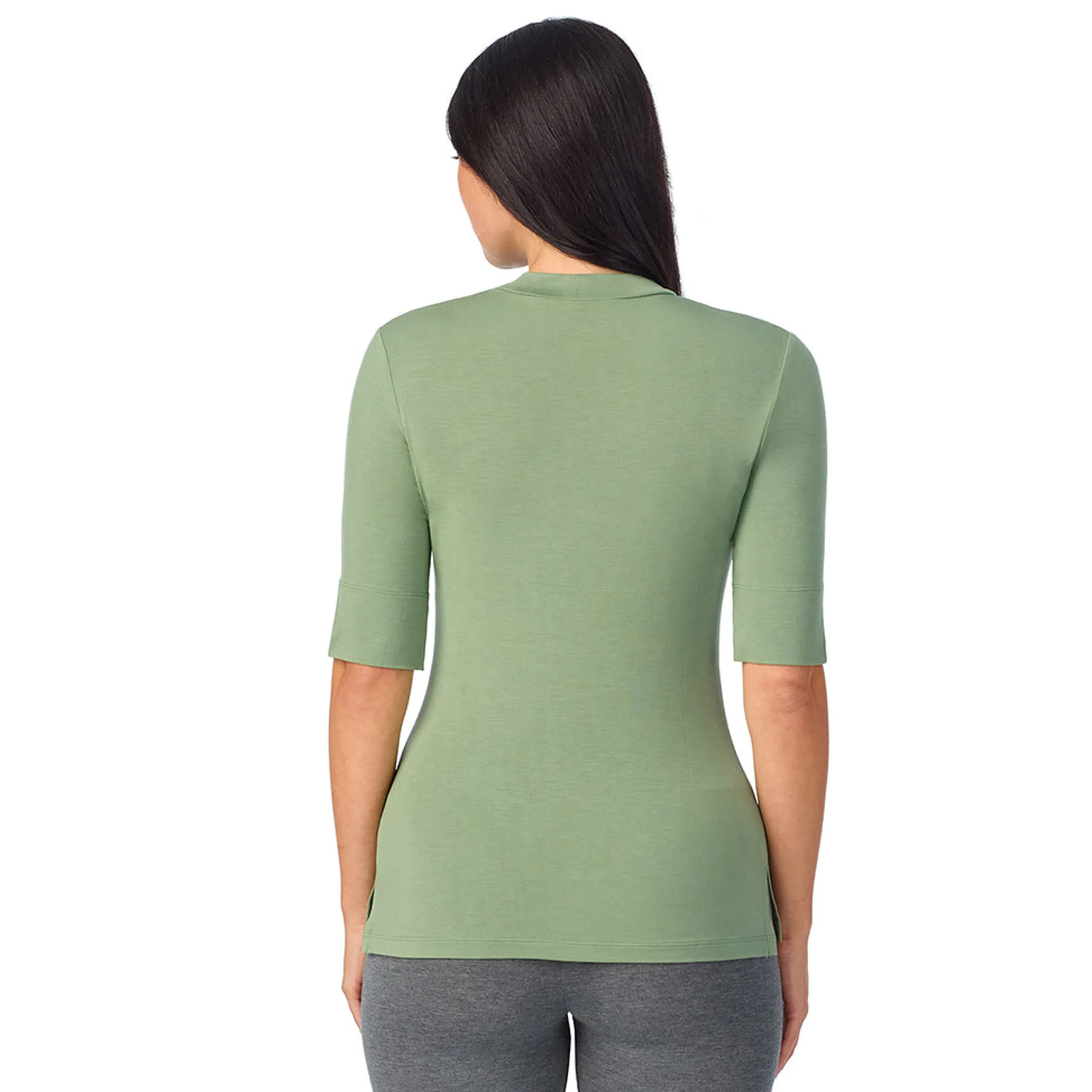 Softwear With Stretch Elbow Sleeve Mock Neck Women Camis + Tanks + Tees