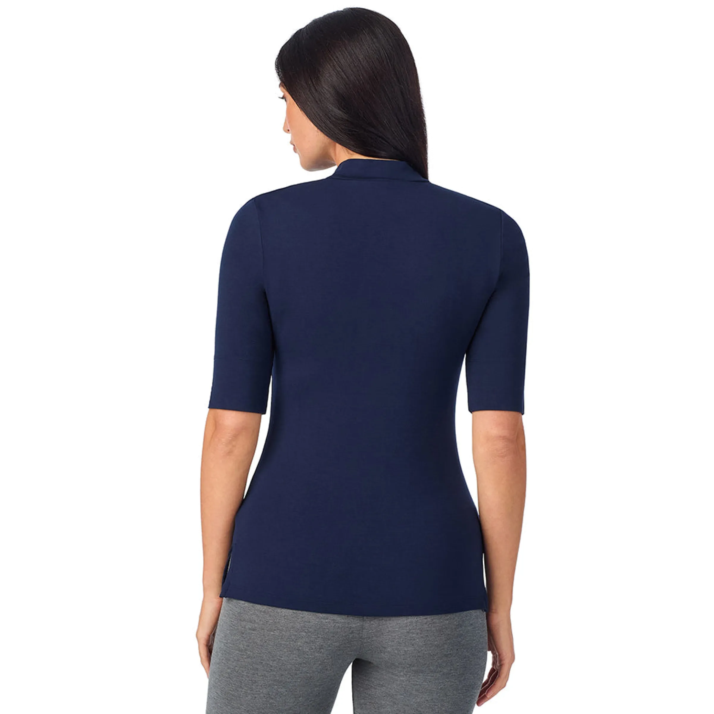 Softwear With Stretch Elbow Sleeve Mock Neck Women Camis + Tanks + Tees