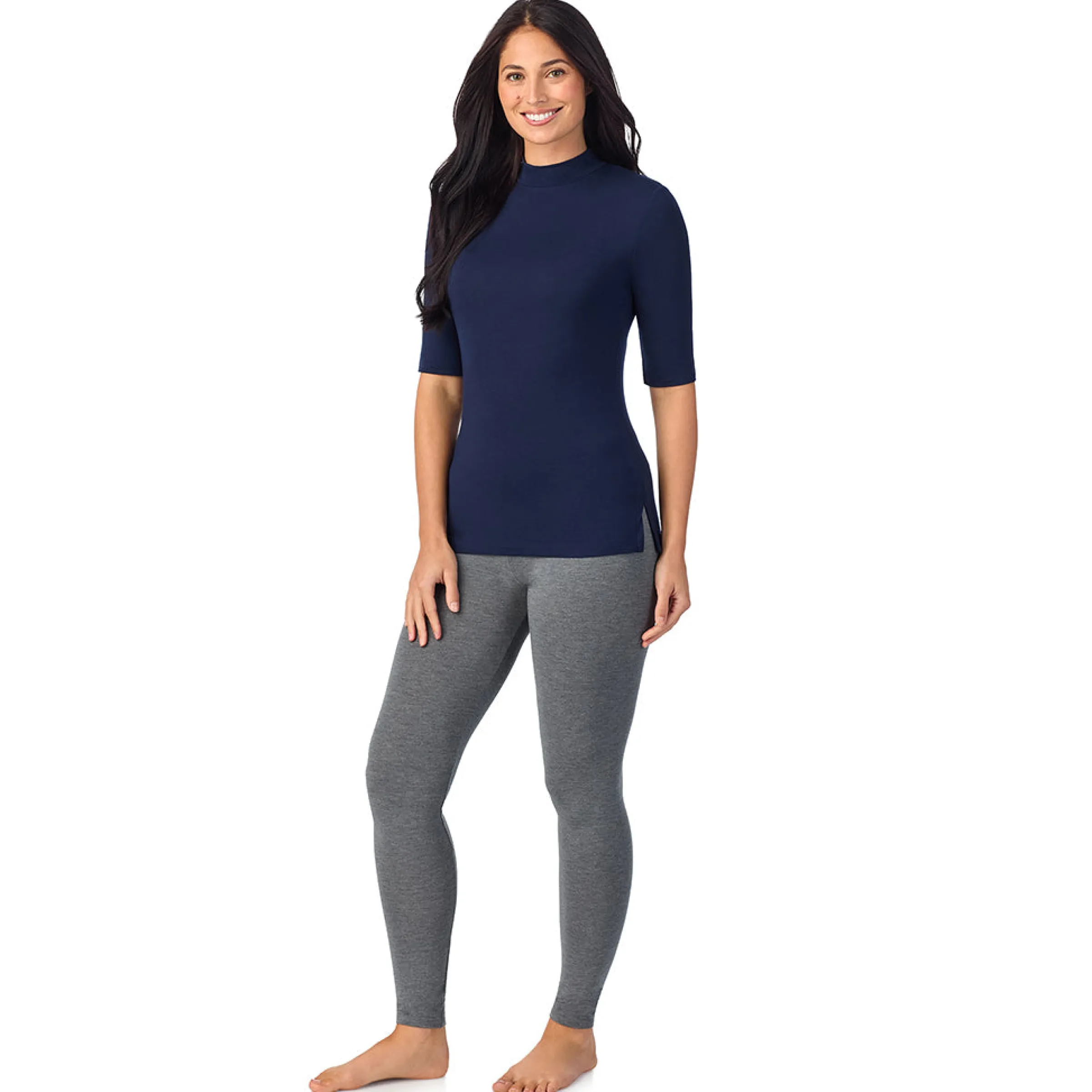 Softwear With Stretch Elbow Sleeve Mock Neck Women Camis + Tanks + Tees