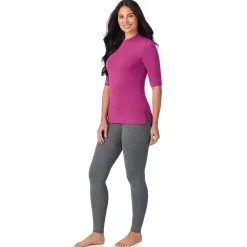 Softwear With Stretch Elbow Sleeve Mock Neck Women Camis + Tanks + Tees