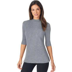 Softwear With Stretch Elbow Sleeve Mock Neck Women Camis + Tanks + Tees