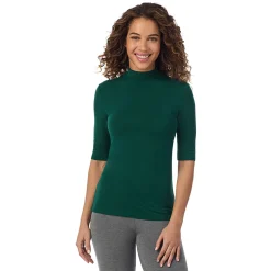 Softwear With Stretch Elbow Sleeve Mock Neck Women Camis + Tanks + Tees