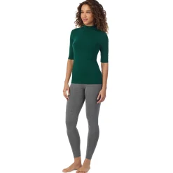 Softwear With Stretch Elbow Sleeve Mock Neck Women Camis + Tanks + Tees