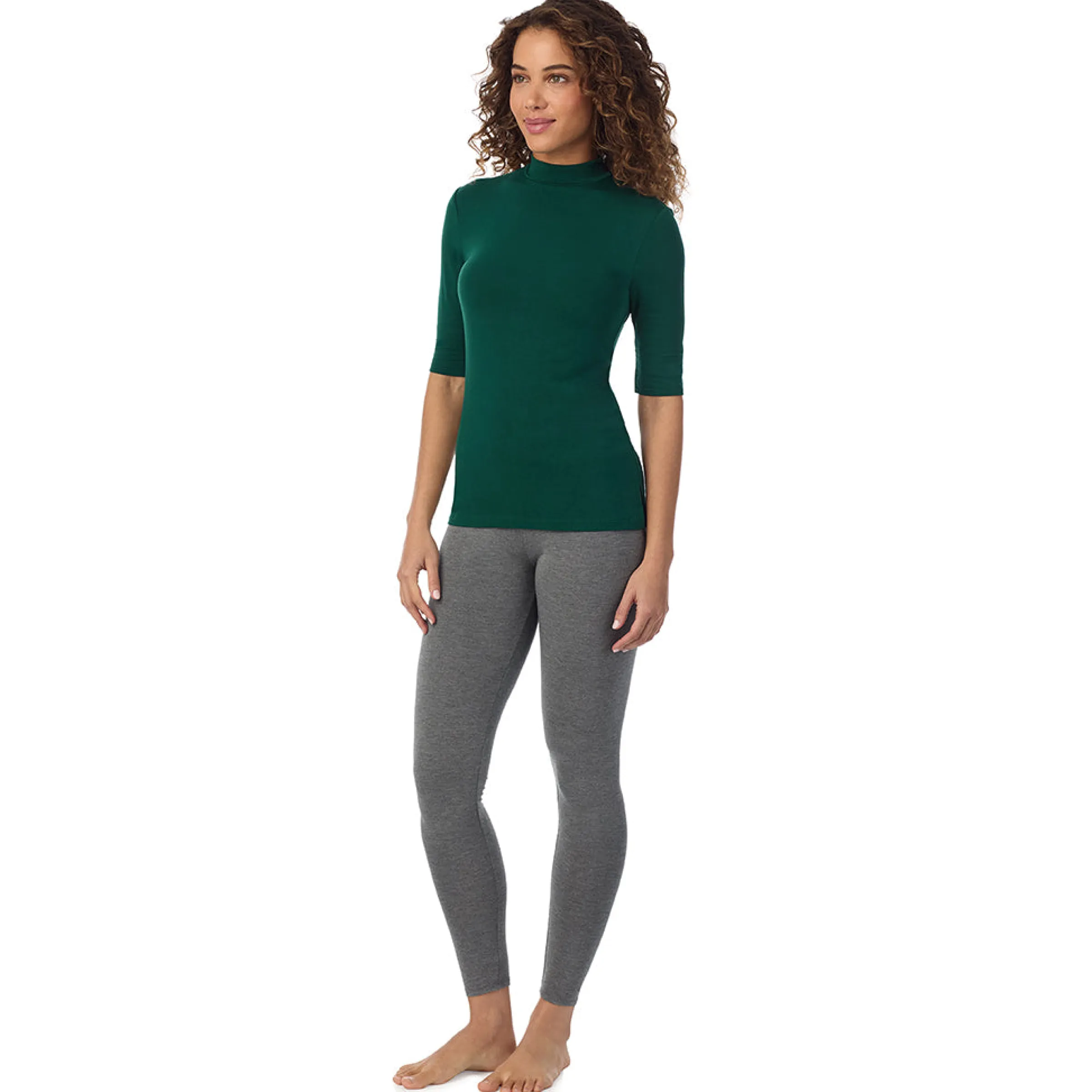 Softwear With Stretch Elbow Sleeve Mock Neck Women Camis + Tanks + Tees