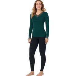 Discount Softwear With Stretch Long Sleeve V-Neck With Lace Women Long Sleeves