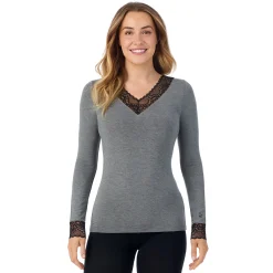 Discount Softwear With Stretch Long Sleeve V-Neck With Lace Women Long Sleeves